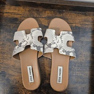 Steve Madden Dariella Snakeskin Slides Sandals Women's Black/White Size 7.5